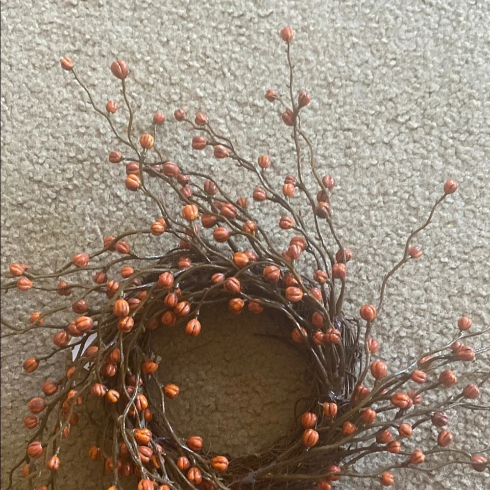 Faux Floral Orange and Brown Accent Wreath